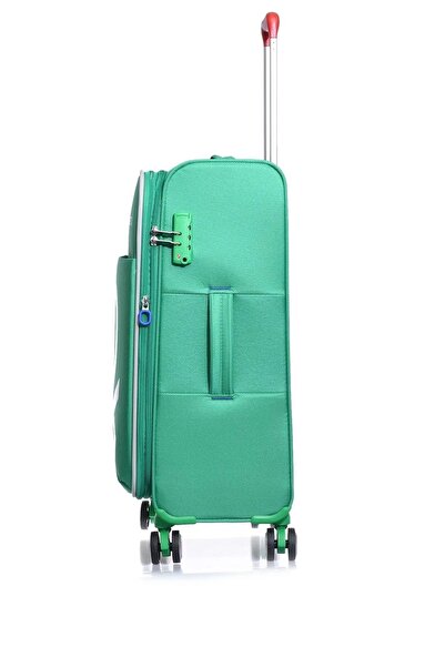 United Colors of Benetton Benetton 2200 3'lü SET Ultra Light Hafif Lüx Kumaş Tekerlekli Valiz YEŞİL