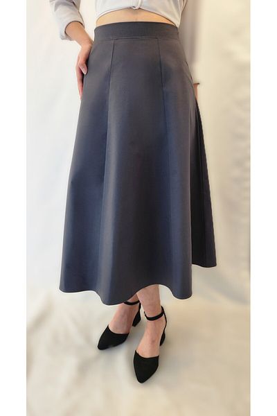 YAXİ Gray Six Pieces Woven Maxi Bell Skirt