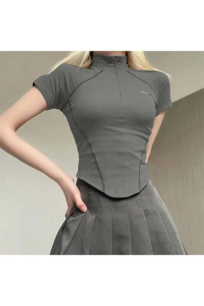 Köstebek Половин тениска с цип Smoke Corset Cut