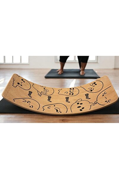 YAT Design & Crafts Desenli Denge Tahtası 90cm X 30cm Balance Board Doğal Ahş...