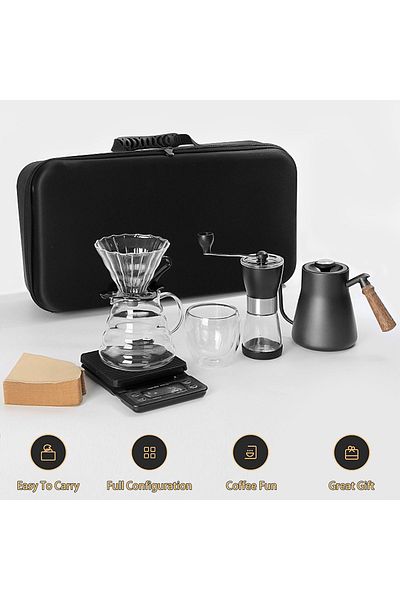 EqiEch V60 7-piece Drip Coffee Maker Set with Portable Travel Bag for Home,Travel,Camping