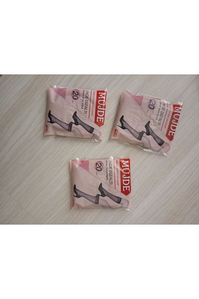 Müjde 20 Den Economic Package Thin Below Knee Tulle Socks 3 Pairs