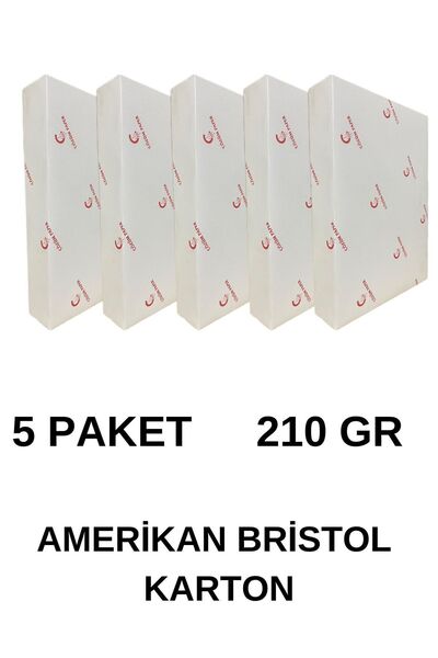 ÇÖZÜM KAĞIT 500 قطعة من الورق المقوى الأمريكي بريستول A4 210 جرام - 5 عبوات