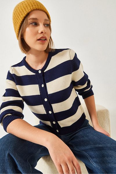 Bianco Lucci Women's Striped Knitwear Cardigan 20246868