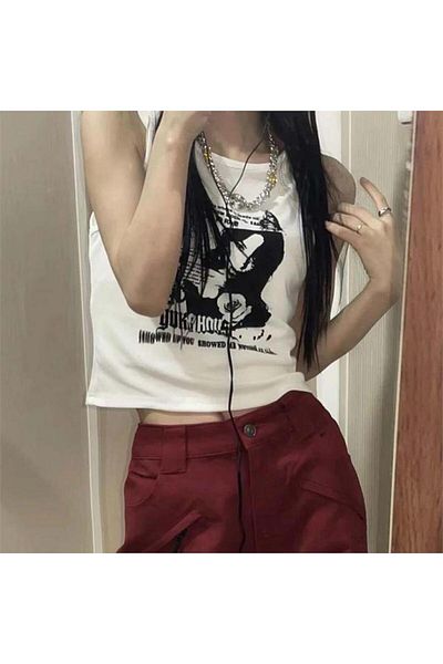 Köstebek Λευκό γυναικείο μπλουζάκι Yukahouse Strap