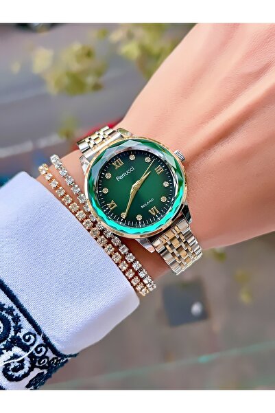 Ferrucci MİLANO ÇELİK KORDON KESME CAM ÖZEL TASARIM KADIN KOL SAATİ+BİLEKLİK HEDİYELİ