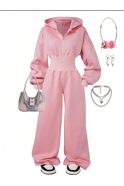 ELONKİDS Hooded Waist Detailed Jumpsuit Girl