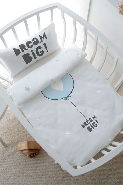 Tuğba Kuğu Pure Baby Series Park Bed Duvet Cover Set - Blue Heart Balloon (80X120)