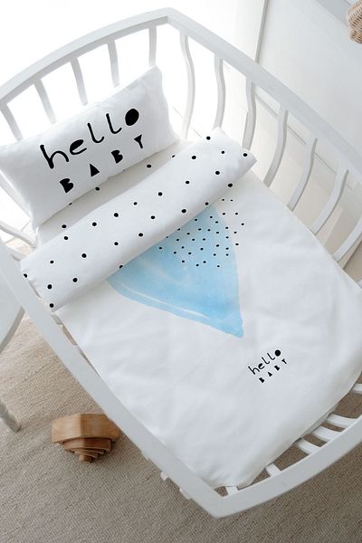 Tuğba Kuğu Pure Baby Series Park Bed Bedding Set - Blue Romantic Heart (80X120)