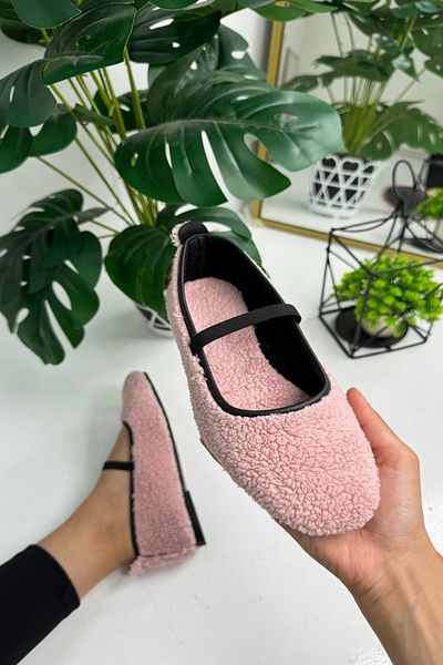 İmerShoes Balerini de zi cu pudră pentru femei, din cauciuc de pluș, cu vârf oval, pantofi ușori confortabili 373