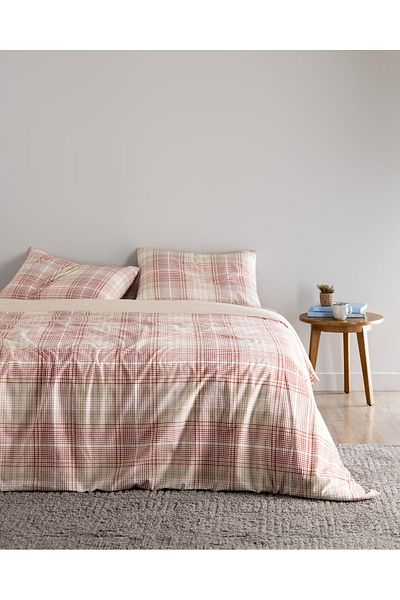 Madame Coco Fayanna Single Cotton Printed Duvet Cover Set - Burgundy/Beige