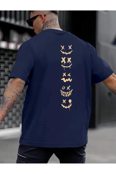 caddekombin Μπλουζάκι με στάμπα Emoji στην πλάτη, Unisex, βαμβακερό, στρογγυλ...