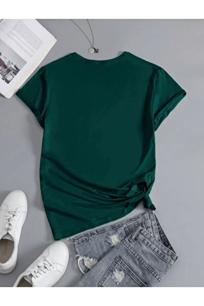 caddekombin Why Not Baskılı Unisex Pamuklu Yuvarlak Yaka Yeşil  T-shirt