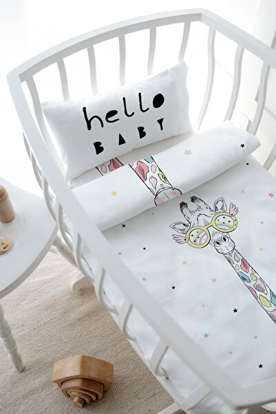 Tuğba Kuğu Anne Yanı Beşik Nevresim Takımı (60x100) - Iconic Serisi - Renkli Zürafa