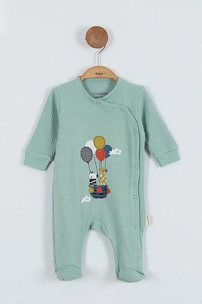 MAİBELLA New Cute Balloon and Animal Print Snap Cotton Long Sleeve Winter Baby Boy Romper