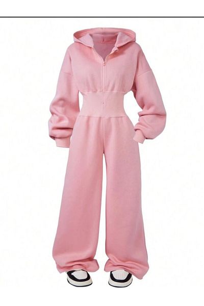 ELONKİDS Hooded Waist Detailed Jumpsuit Girl