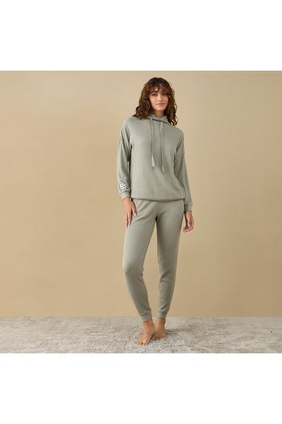 FAV Textured High Neck Top and Pyjama Set