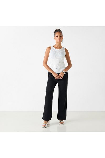 2Xtremz Embellished Sleeveless Top With Round Neck