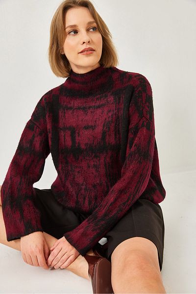 Bianco Lucci Pulover jacquard cu model șal de damă 20246943
