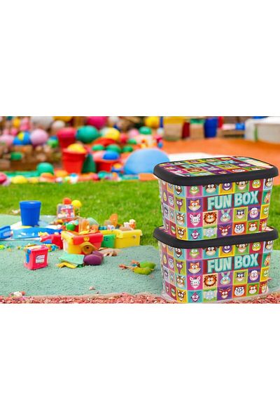 biedda 12 Liters 2 Pcs Plastic Multipurpose Patterned Toy Storage Container and Organizing Box