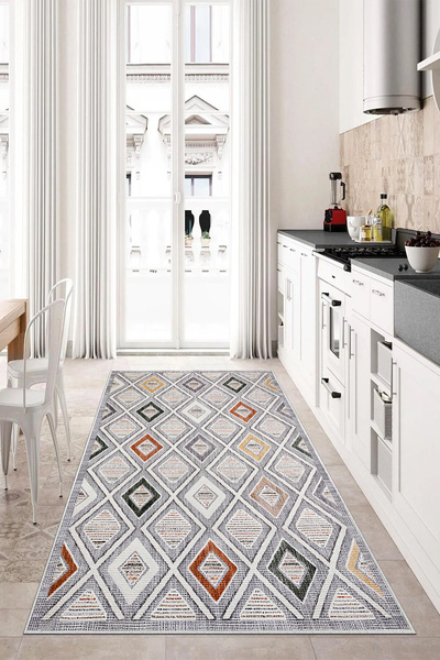 MENTEŞ HOME MENTEŞ  Yıkanabilir Kaymaz Taban Leke Tutmaz Modern Mutfak Halı Y...