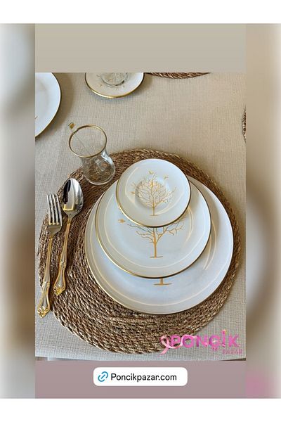 PONCİKPAZAR 30 Pieces Jewel Breakfast Cake Serving Presentation Set for 6 People