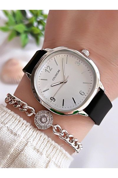 Coliseum Vintage Series Women's Watch and Bracelet Set with Silicone Band - Cl.8365.Bm1