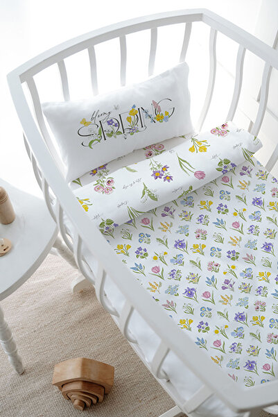 Tuğba Kuğu Mother's Side Crib Duvet Cover Set (60X100) - Iconic Series - Bloomy Spring
