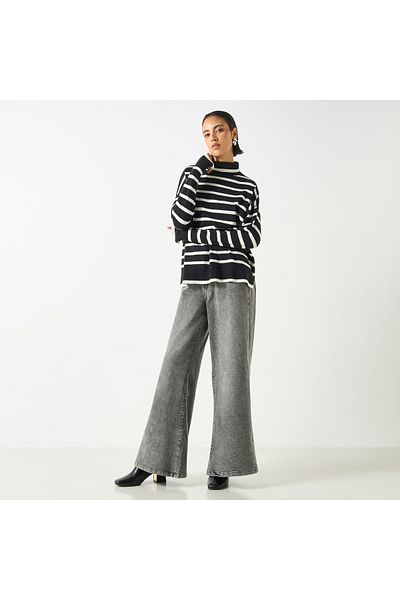 2Xtremz Striped High Neck Jumper With Long Sleeves