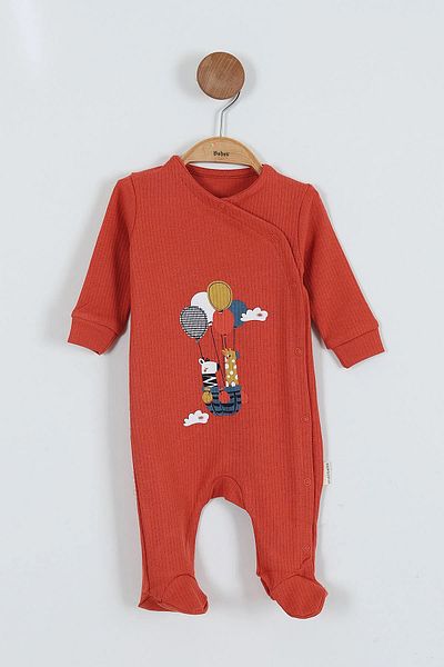 MAİBELLA New Cute Balloon and Animal Print Snap Cotton Long Sleeve Winter Baby Boy Romper