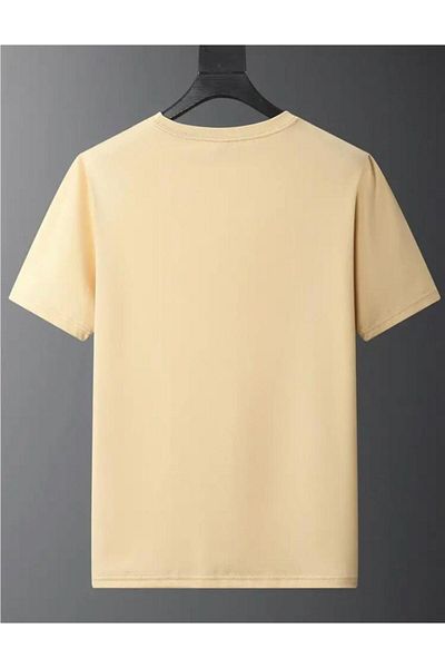 caddekombin Milono 96 Patterned Unisex Cotton Round Neck Beige T-Shirt