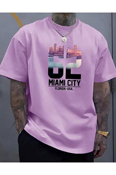 caddekombin Μπλουζάκι Miamı Ctıy από βαμβακερό στάμπα με στρογγυλή λαιμόκοψη ...