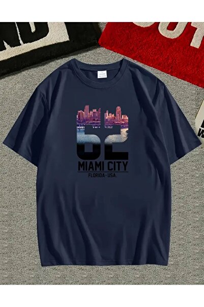 caddekombin Μπλουζάκι Miamı Ctıy από βαμβακερό στάμπα με στρογγυλή λαιμόκοψη ...