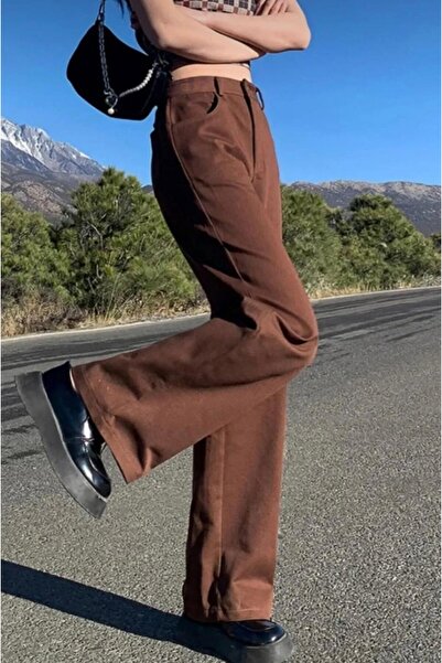 SU SHE Ψηλόμεσο φαρδύ παντελόνι Palazzo Jean