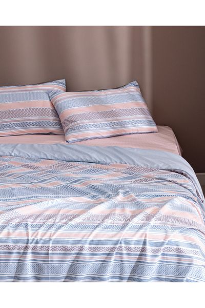 Madame Coco Set cuvertură de pilota Favor King Size Blue Ranforce imprimat 100% bumbac