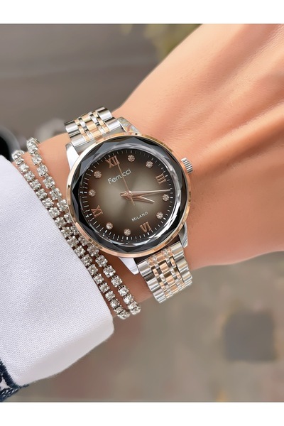 Ferrucci MİLANO ÇELİK KORDON KESME CAM ÖZEL TASARIM KADIN KOL SAATİ+BİLEKLİK ...