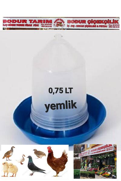 BODUR TARIM Transparent Blur - 075 ml, Chick, Bird and Chicken Food Bowl, 1st Quality Plastic
