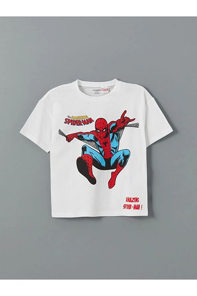 LC Waikiki Lcw Kids White Spiderman Printed Boys T-Shirt 2-Piece