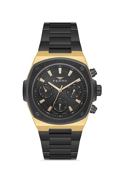 FERRO Black Steel Band Men's Wrist Watch Fm11555Awt-N2