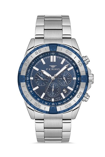 FERRO Silver Steel Band Men's Wrist Watch Fm11541Awt-L3