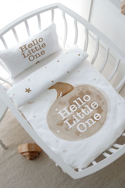 Tuğba Kuğu Pure Baby Series Hello Bear - Park Bed Duvet Cover Set (80X120)