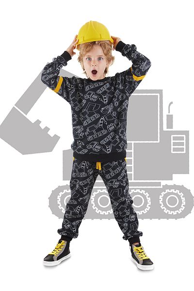Denokids Σετ μαύρη αθλητική φόρμα για αγόρι - Αυτοκίνητα