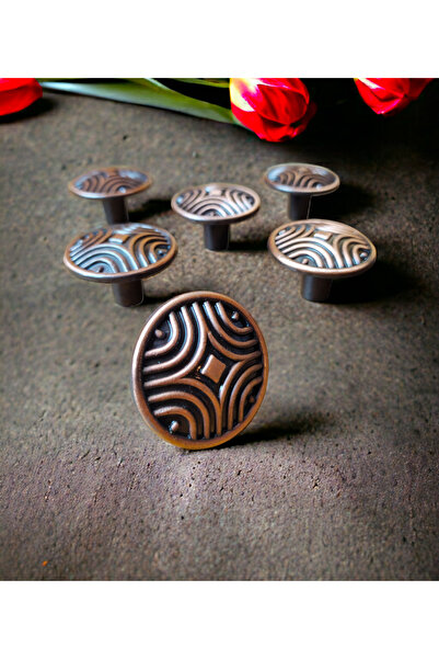 Dizaynhouse 35 mm Copper Color Striped Mushroom Drawer and Cabinet Handle