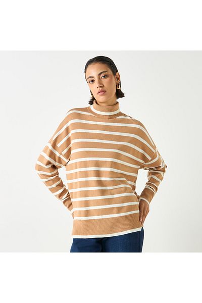 2Xtremz Striped High Neck Jumper With Long Sleeves