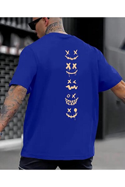 caddekombin Μπλουζάκι Saks με στάμπα Emoji στην πλάτη, Unisex, βαμβακερό με σ...