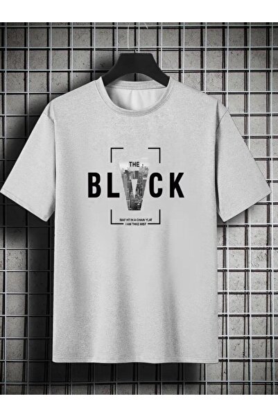 caddekombin Μαύρο μπλουζάκι Unisex με στρογγυλή λαιμόκοψη σε γκρι χρώμα