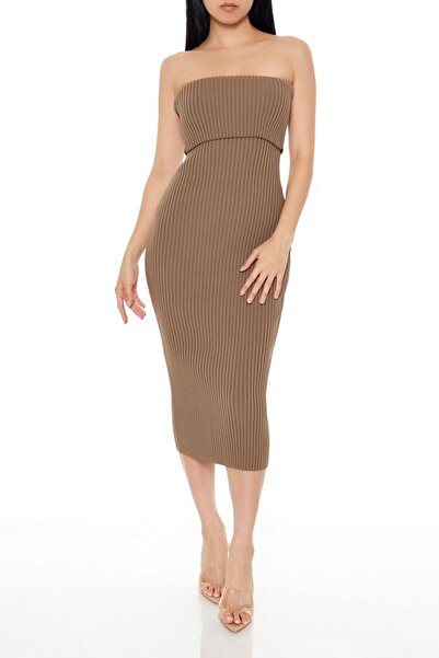 Forever 21 Katlanabilir Yaka Triko Elbise