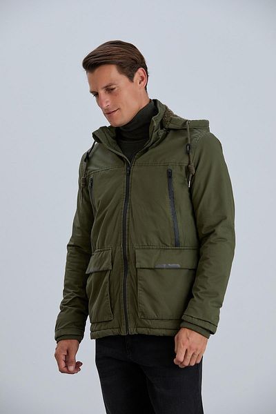 PIQUE Detachable Hooded Zipper Detailed Cotton Men's Coat