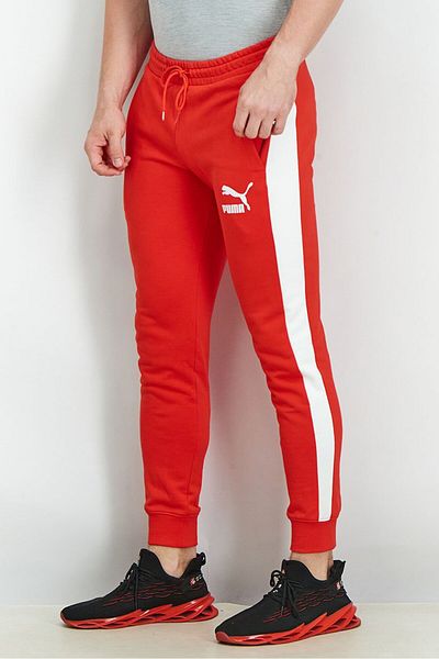 Puma Men Slim Fit Drawstring Brand Logo Training Sweatpants, Red