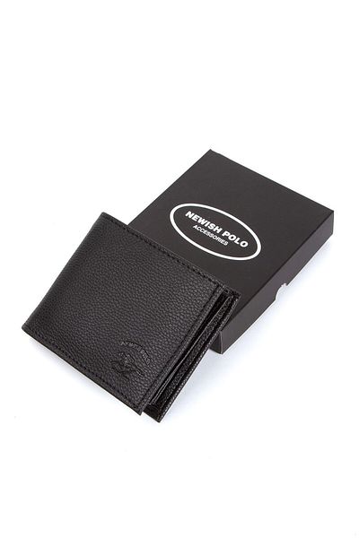 Newish Polo Ανδρική θήκη κάρτας πορτοφολιού Manavgat Faux Leather Μαύρη